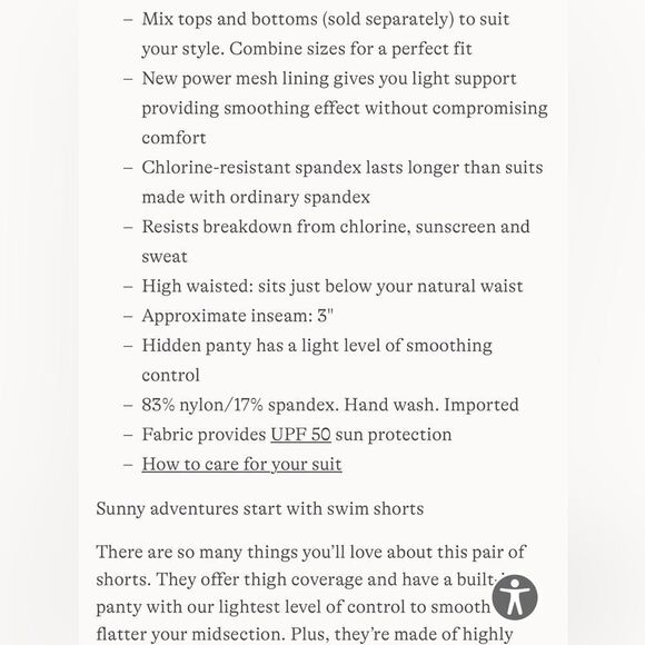 Land’s End Plus Size stretch swimsuit bottom 3" shorts panty navy blue 16 - Picture 5 of 5